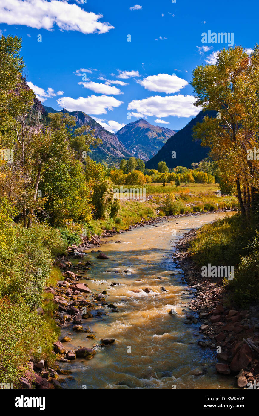 The Uncompahgre River, Uncompahgre National Forest, Colorado Stock Photo