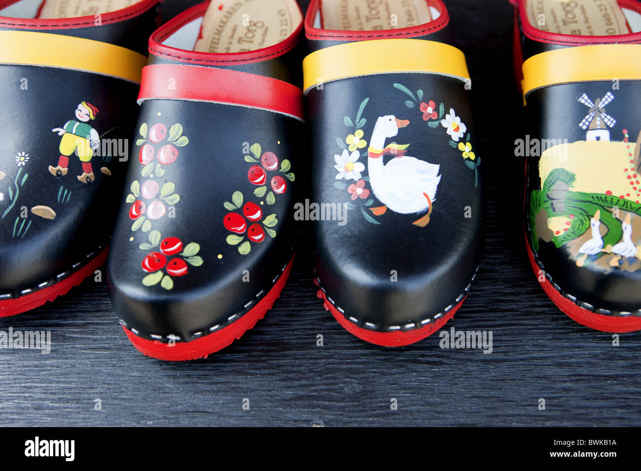 Close up of typical clogs, Malmoe, Skane, South Sweden, Sweden Stock