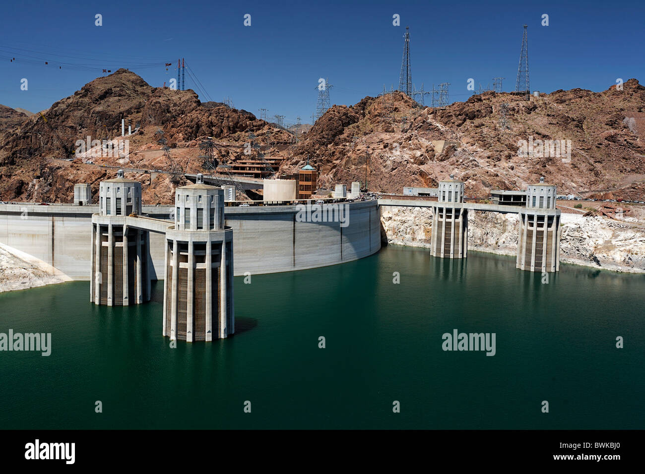 USA America North America Nevada Arizona Hoover Dam Lake Mead dam industry power station electricity Stock Photo