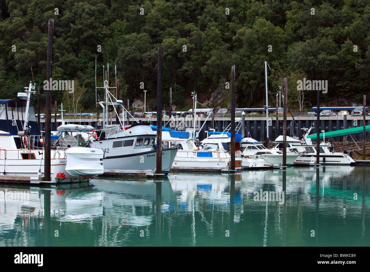 Boats in the marina at Skagway, Alaska Stock Photo Alamy
