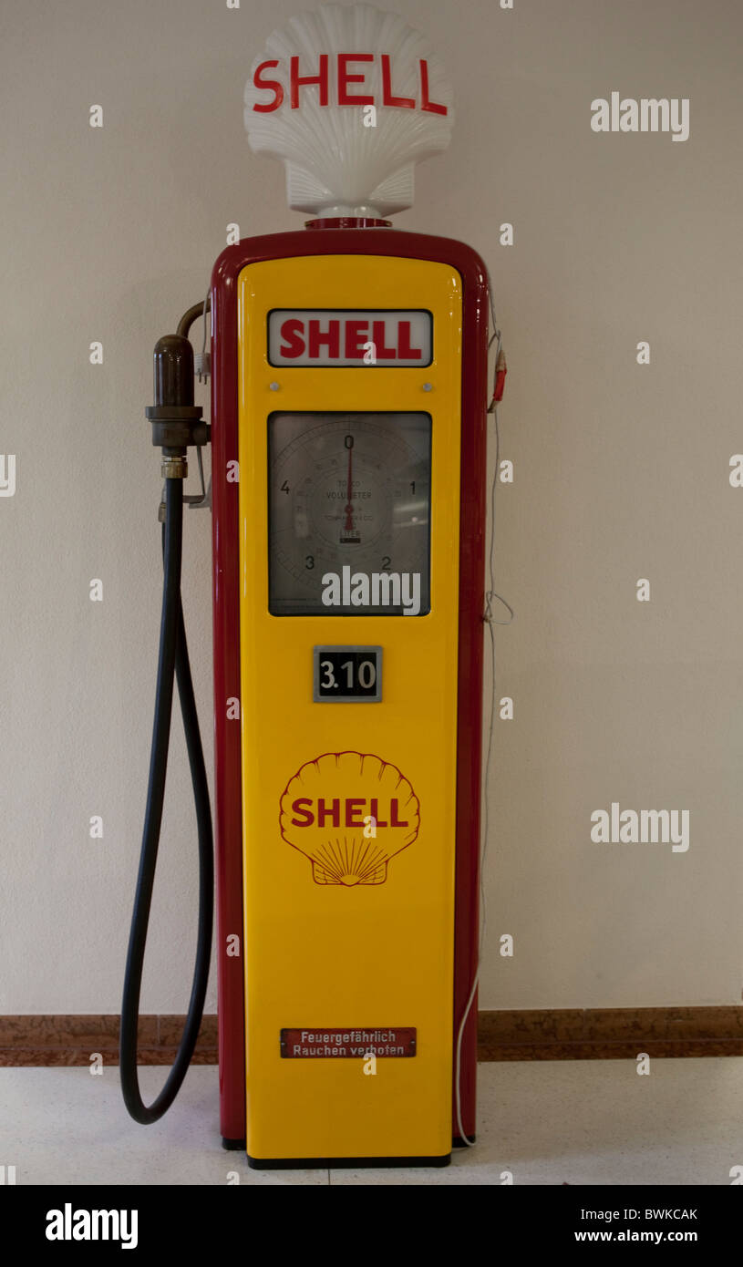 Antique Shell petrol pump Stock Photo