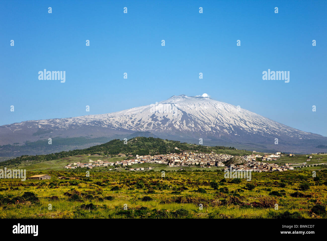 View of Maletto, Mount Etna, Sicily, Italy Stock Photo