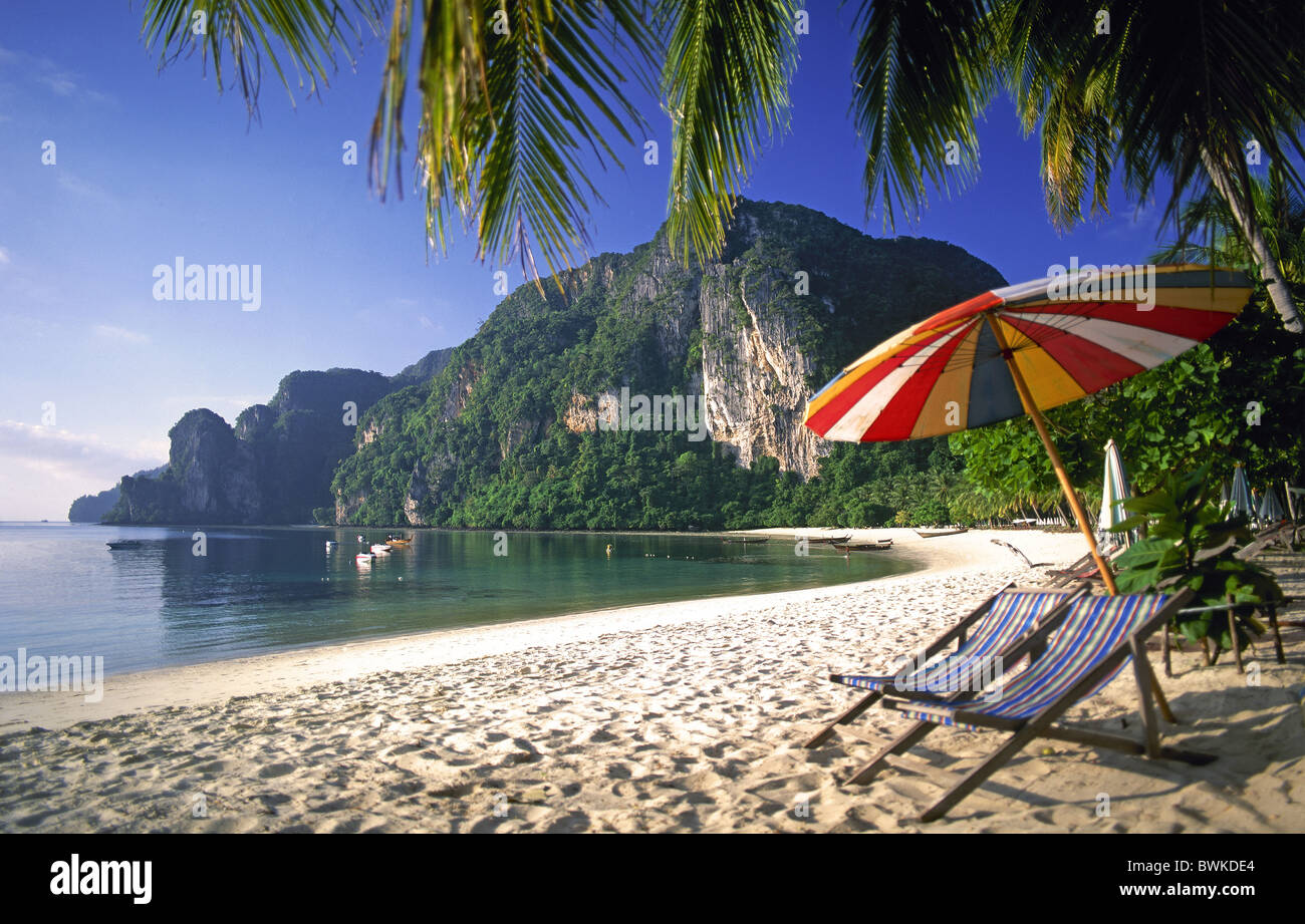 Thailand Asia Krabi province island isle Phi Phi Don beach seashore scenery landscape sandy beach coast se Stock Photo