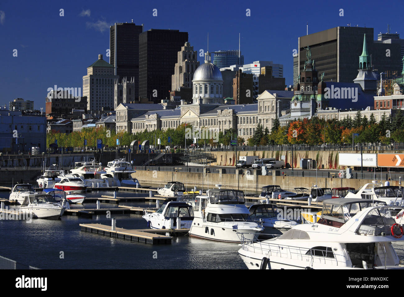 Boats in the old port, Montreal, Quebec, Canada Stock Photo