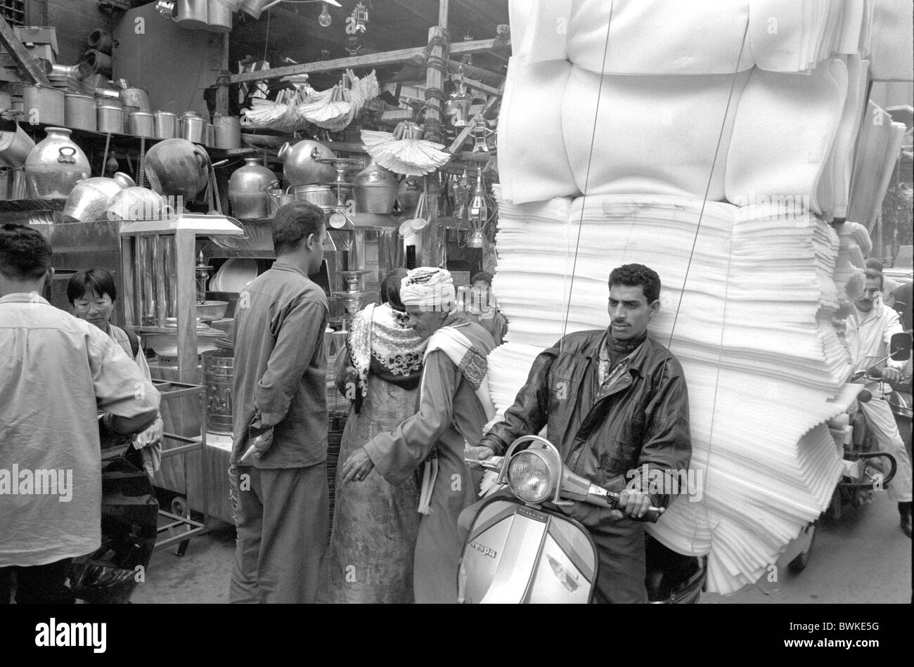 Egypt North Africa Cairo Khan al-Khalili Bazaar bazaar bazaar market person motor scooter scooter roller pr Stock Photo