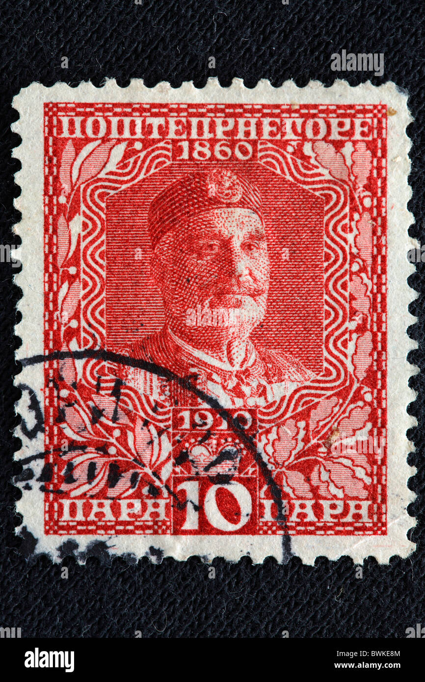 stamp historical history Nikola I king Montenegro 1860-1918 Stock Photo