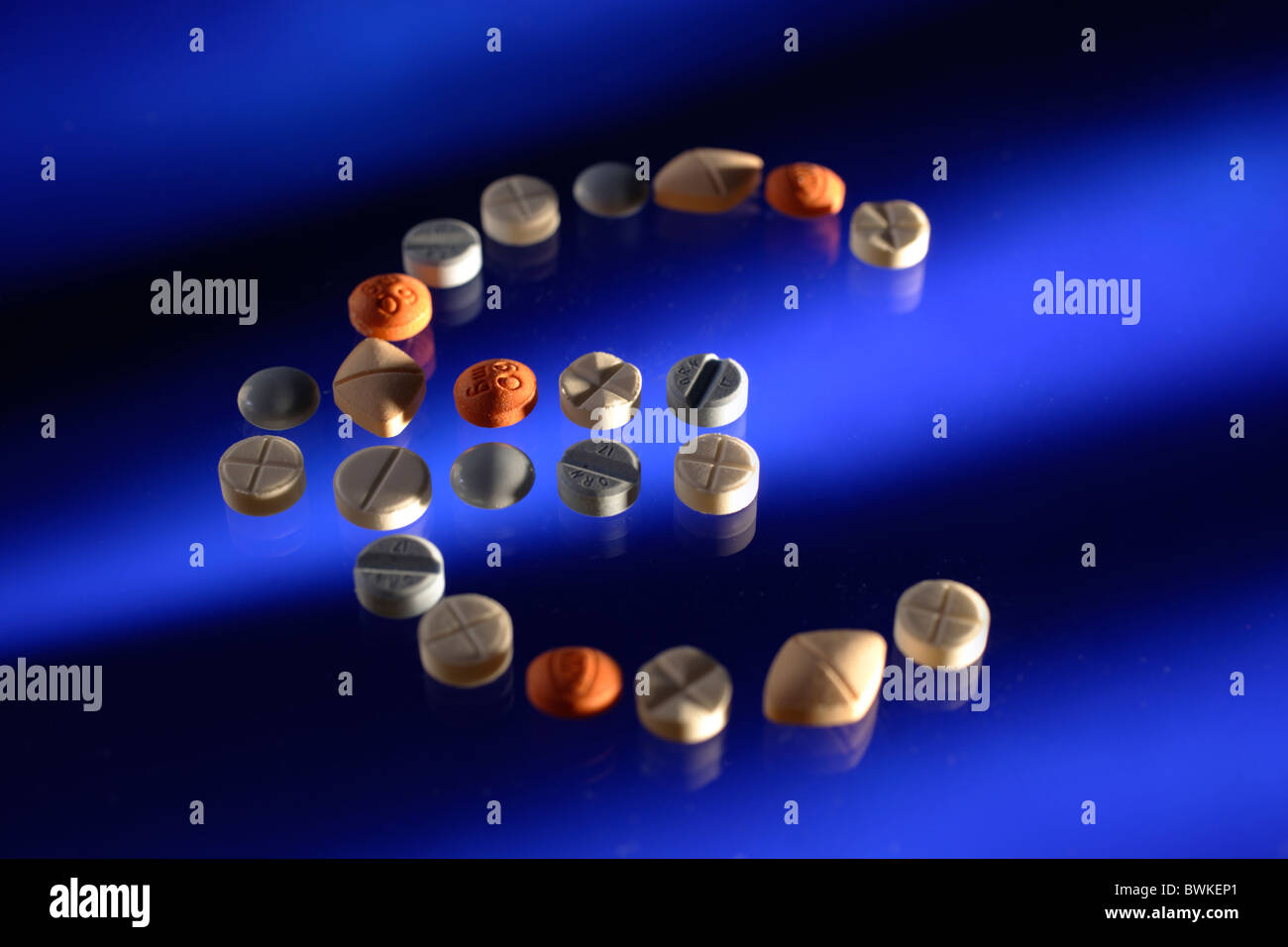 tablets,symbol,currency symbol,med,pharmacy,pills,of euro Stock Photo