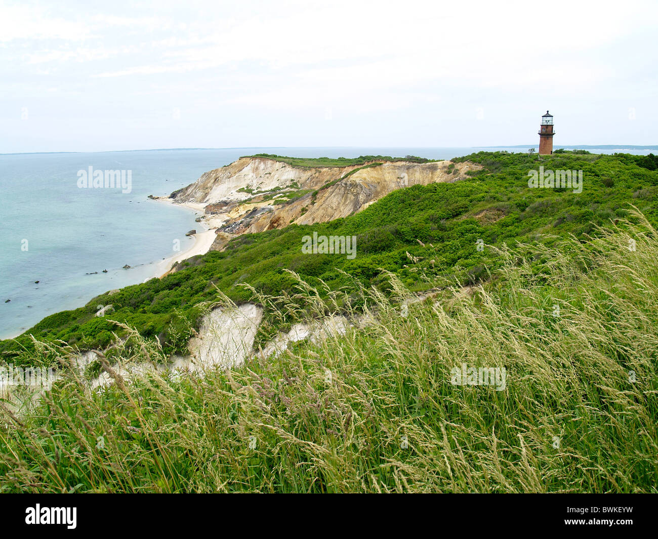 Aquinnah Lighthouse and cliffs at Martha's Vineyard,Massachusetts Stock ...