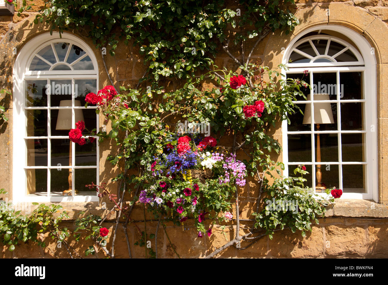 arched windows on house Stock Photo