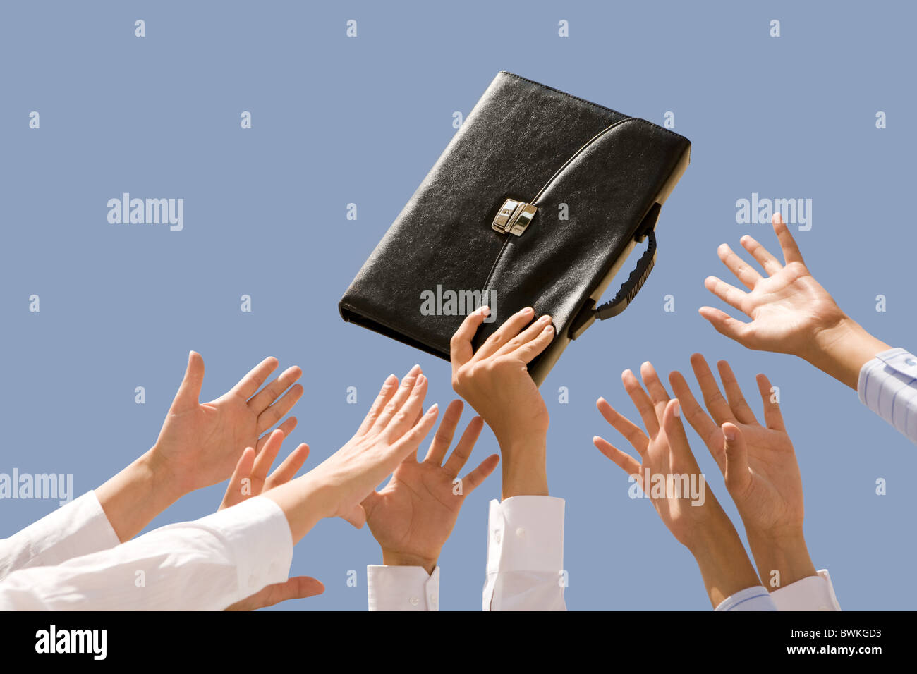 Hand Holding Briefcase Human Hand Holding Briefcase. Concept Or