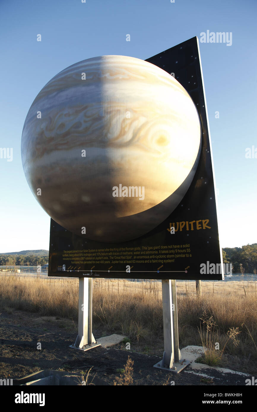 Australia, New South Wales, Coonabarabran, Virtual Solar System, Model of the Planet Neptune Stock Photo