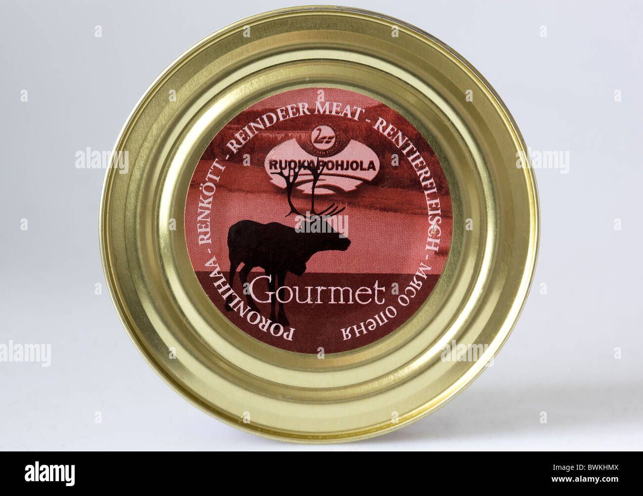 Gourmet Tin of Reindeer Meat Stock Photo