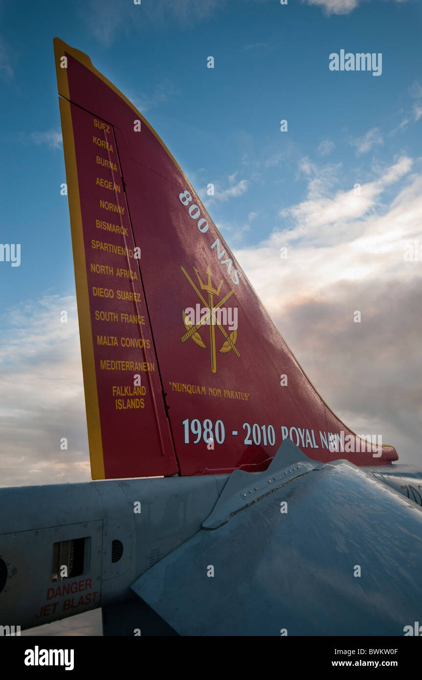 The Tail Of A Bae Systems Harrier GR9 Showing The Battle Honours Of 800 