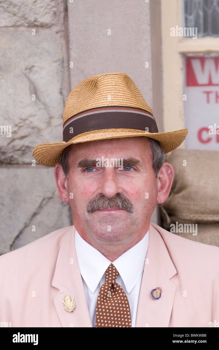 Portrait of British man dressed in 1940s style suit Ramsbottom UK Stock Photo