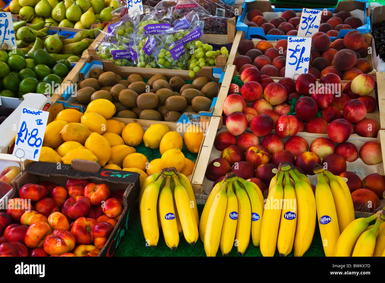 Selection of fresh fruits and vegetables at at fruits and vegetable