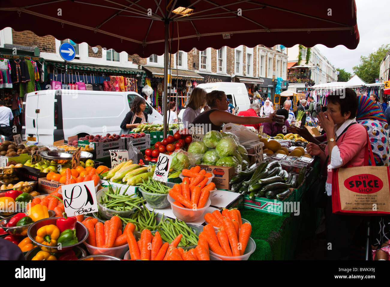 Portobello market stall vegetables hires stock photography and images