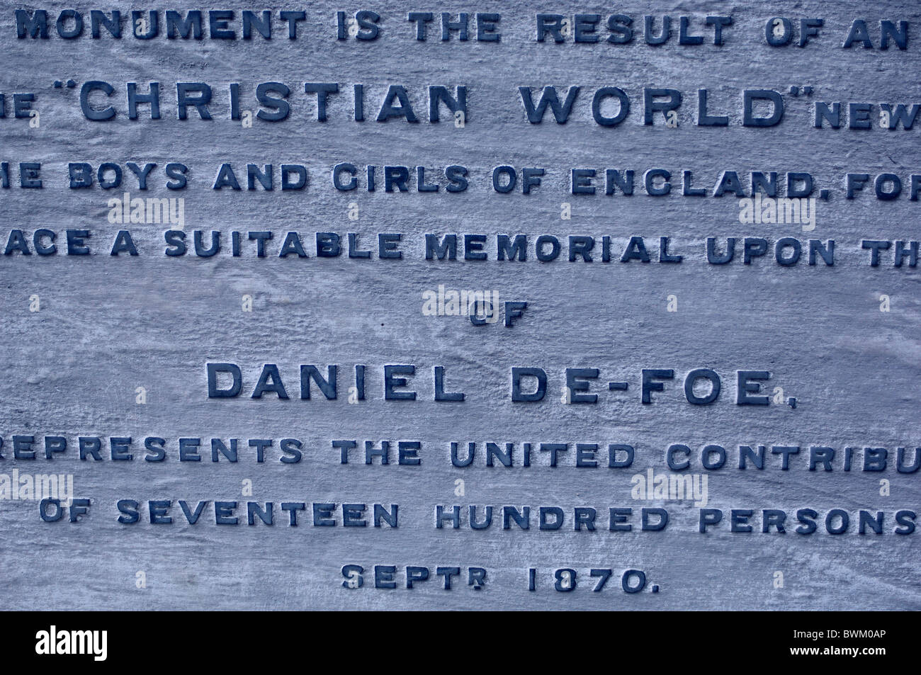 UK London Daniel de Foe Defoe Tombstone Bunhill Fields Cemetery Clerkenwell Great Britain Europe England gra Stock Photo