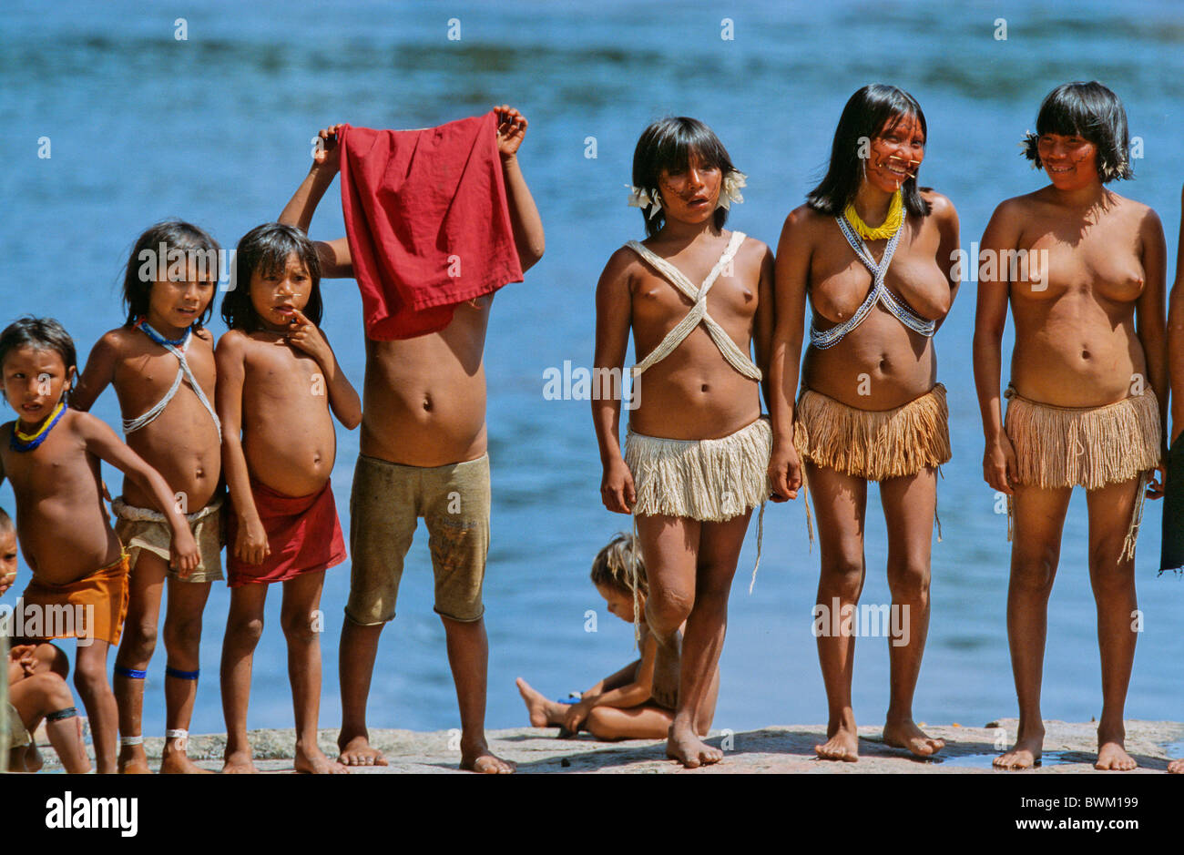 Venezuela South America Indios Yanomami Ironavi Tribe Indigenous people Indians Native Natives Brazo Casiquiar Stock Photo