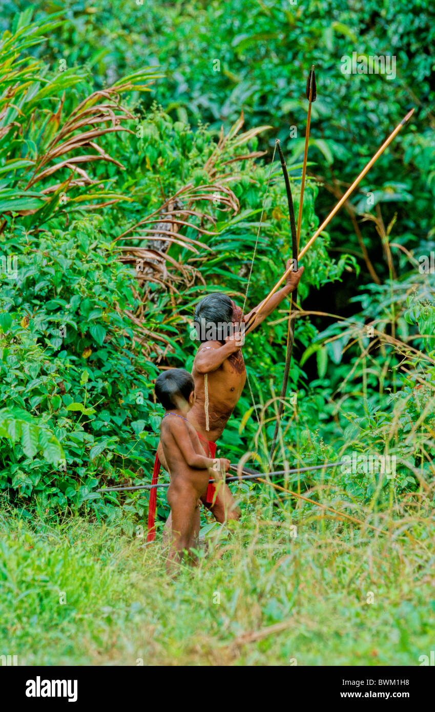 Venezuela South America Indios Yanomami Cavaroa Tribe Indigenous people Indians Native Natives Coming From Rio Stock Photo