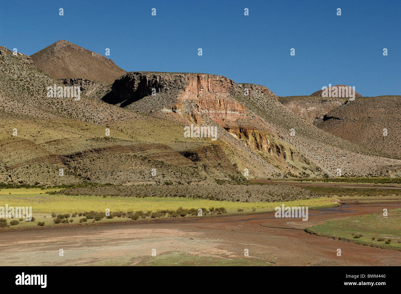 Argentina South America Creek near Susques brook stream river valley mountains Jujuy desert landscape Sout Stock Photo