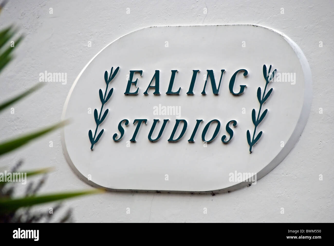 ealing studios logo on a bulding of the film studios in ealing, west