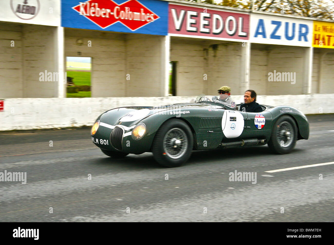 C=type Jaguar racing car at the old f1 circuit in Reims Gueux Stock Photo