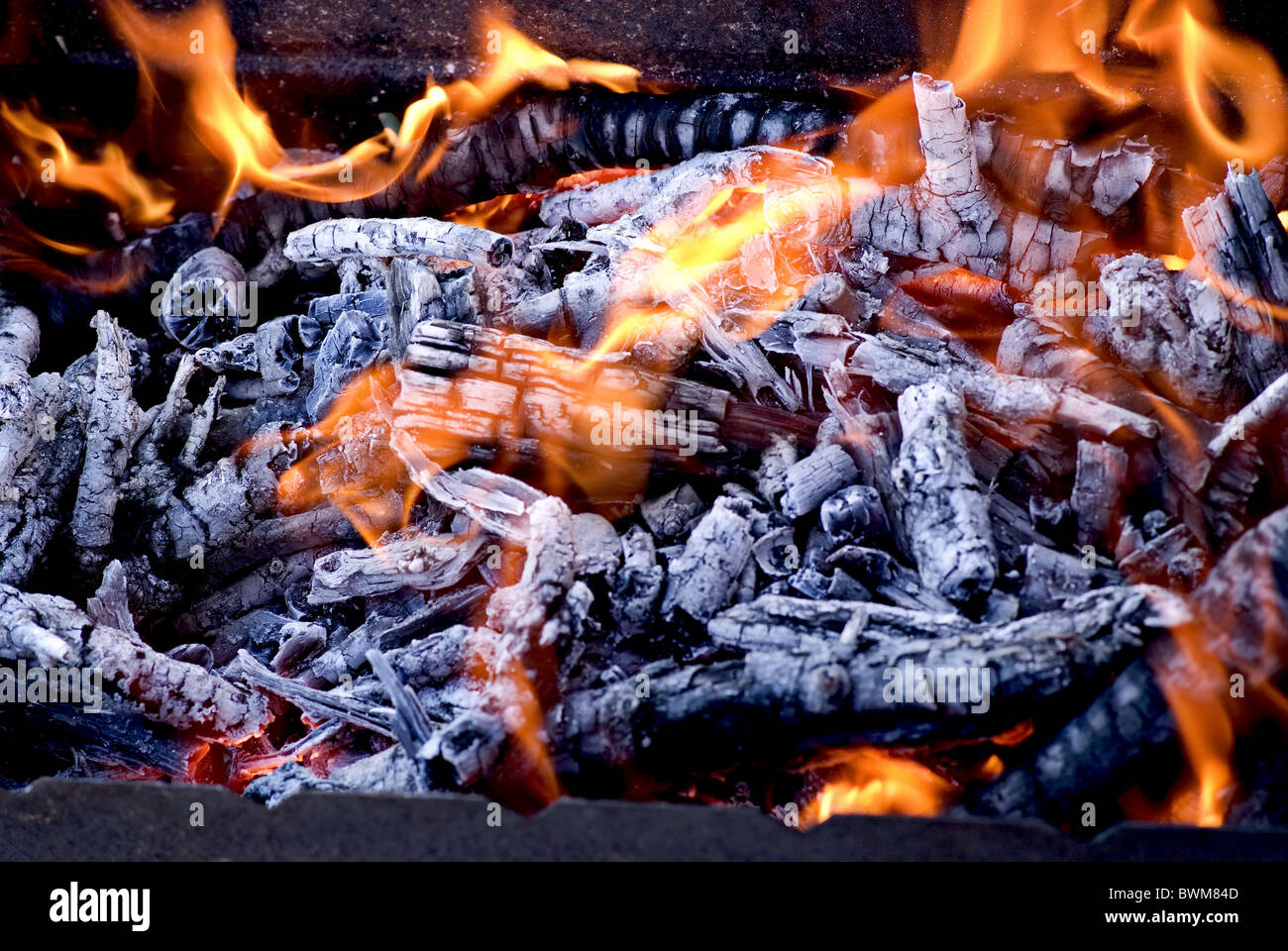 Grill fire Stock Photo