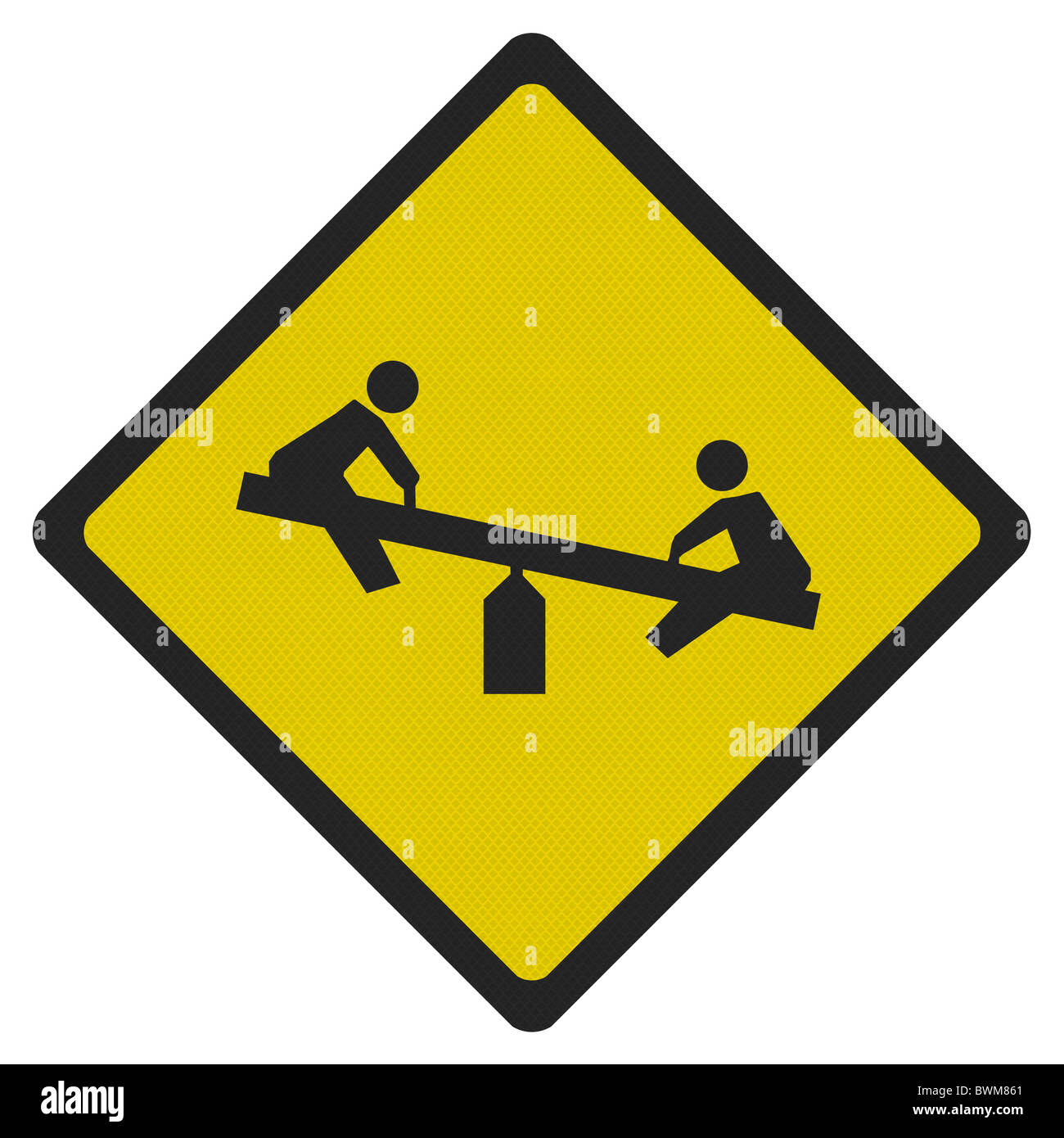 Bright, clean 'playground' road sign, isolated on pure white - photo realistic Stock Photo