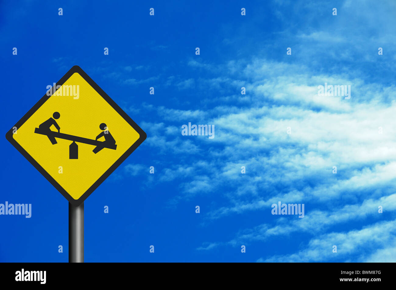 Bright, clean 'playground' road sign, with space for your text - photo realistic Stock Photo