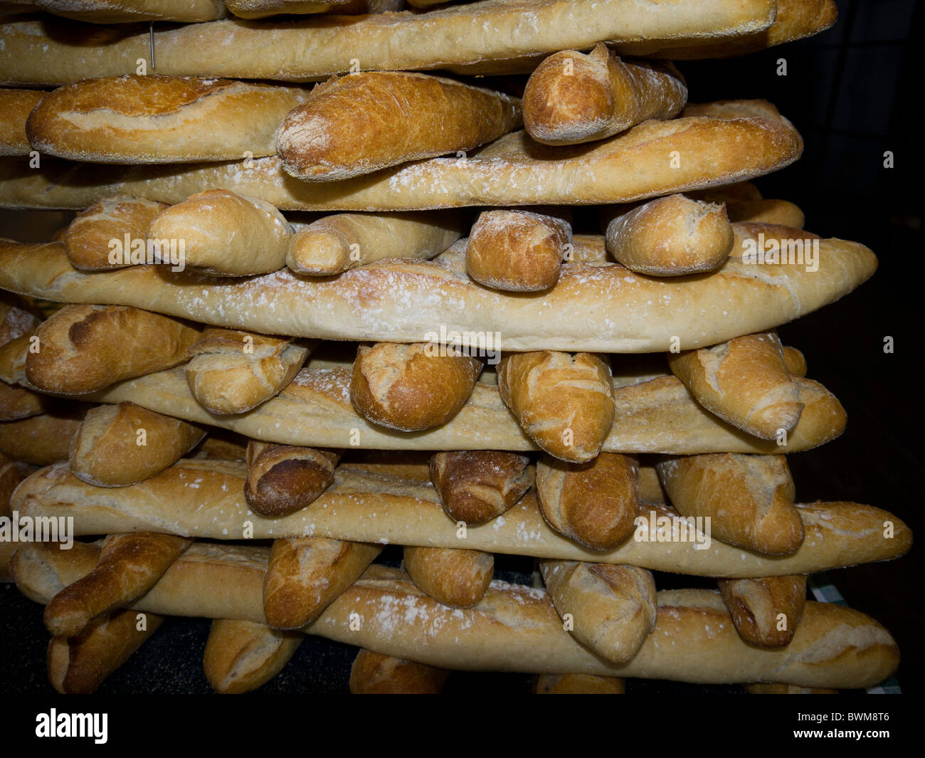Loaves of bread stacked upon one another Stock Photo