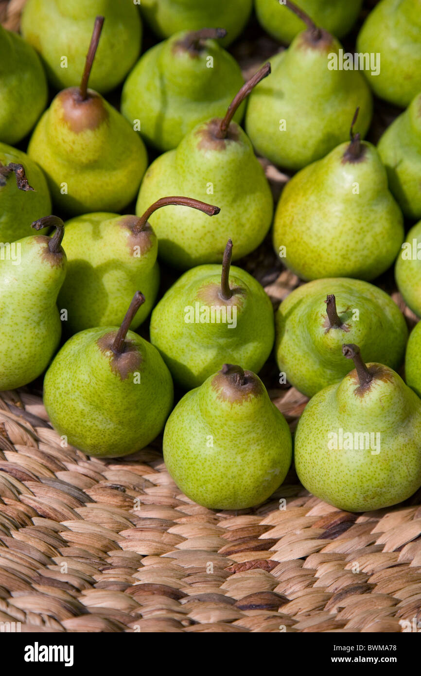 https://c8.alamy.com/comp/BWMA78/harvest-of-comice-pears-in-a-woven-basket-BWMA78.jpg