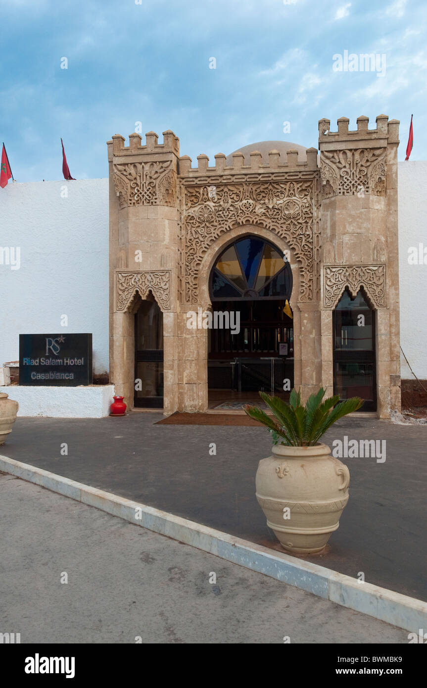 Exterior front entrance to the Hotel Riad Salem in Casablanca, Morocco ...