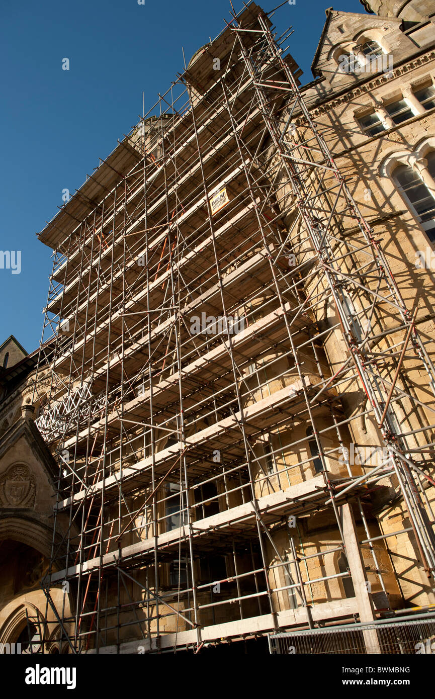 The Old College Aberystwyth University shrouded in scaffolding, Wales UK Stock Photo
