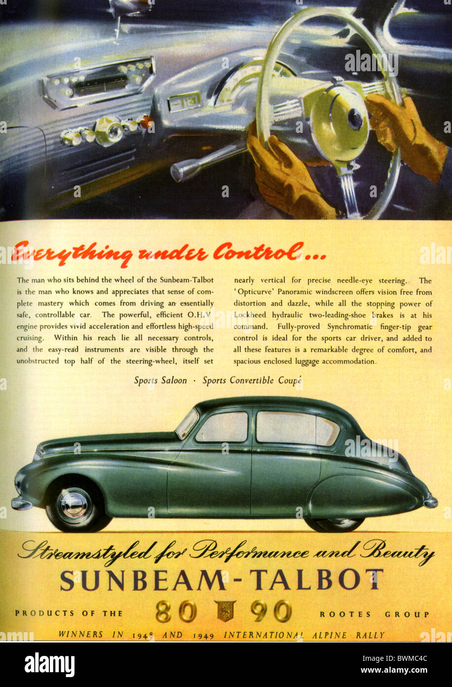 SUNBEAM- TALBOT  1950 advert Stock Photo