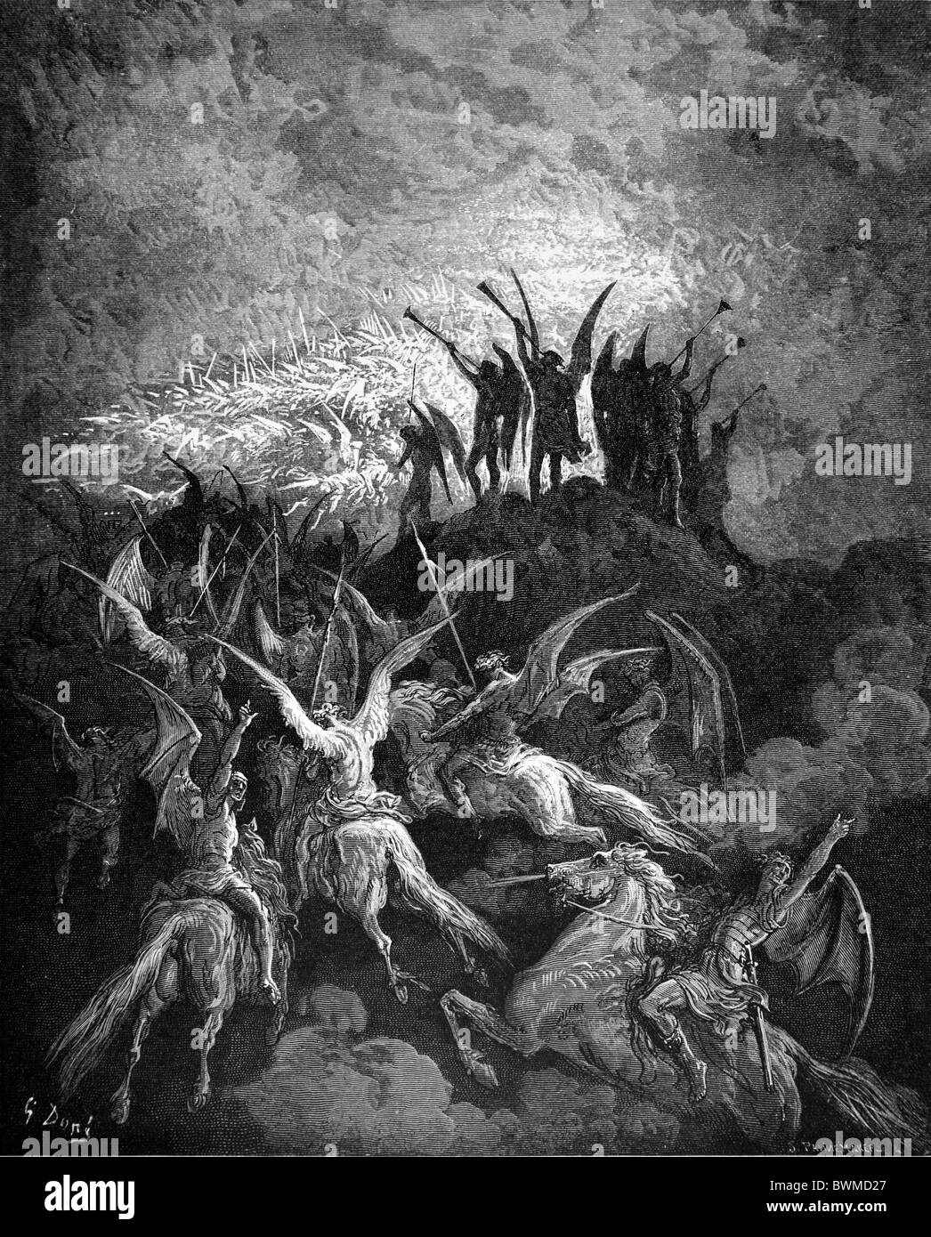 Gustave Doré; The Rebel Angels summoned to the Conclave from Milton's ...