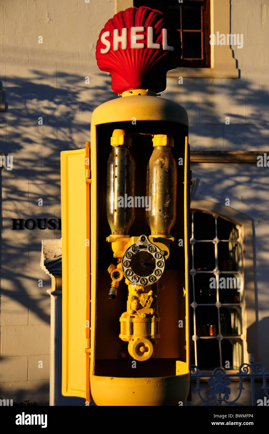 Vintage Royal Dutch Shell petrol pump. Matjiesfontein, South Africa. Stock Photo