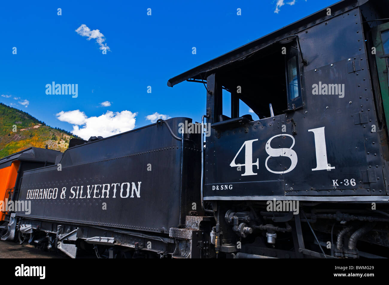 The Durango-Silverton Narrow Gauge Railroad, Silverton, Colorado Stock Photo