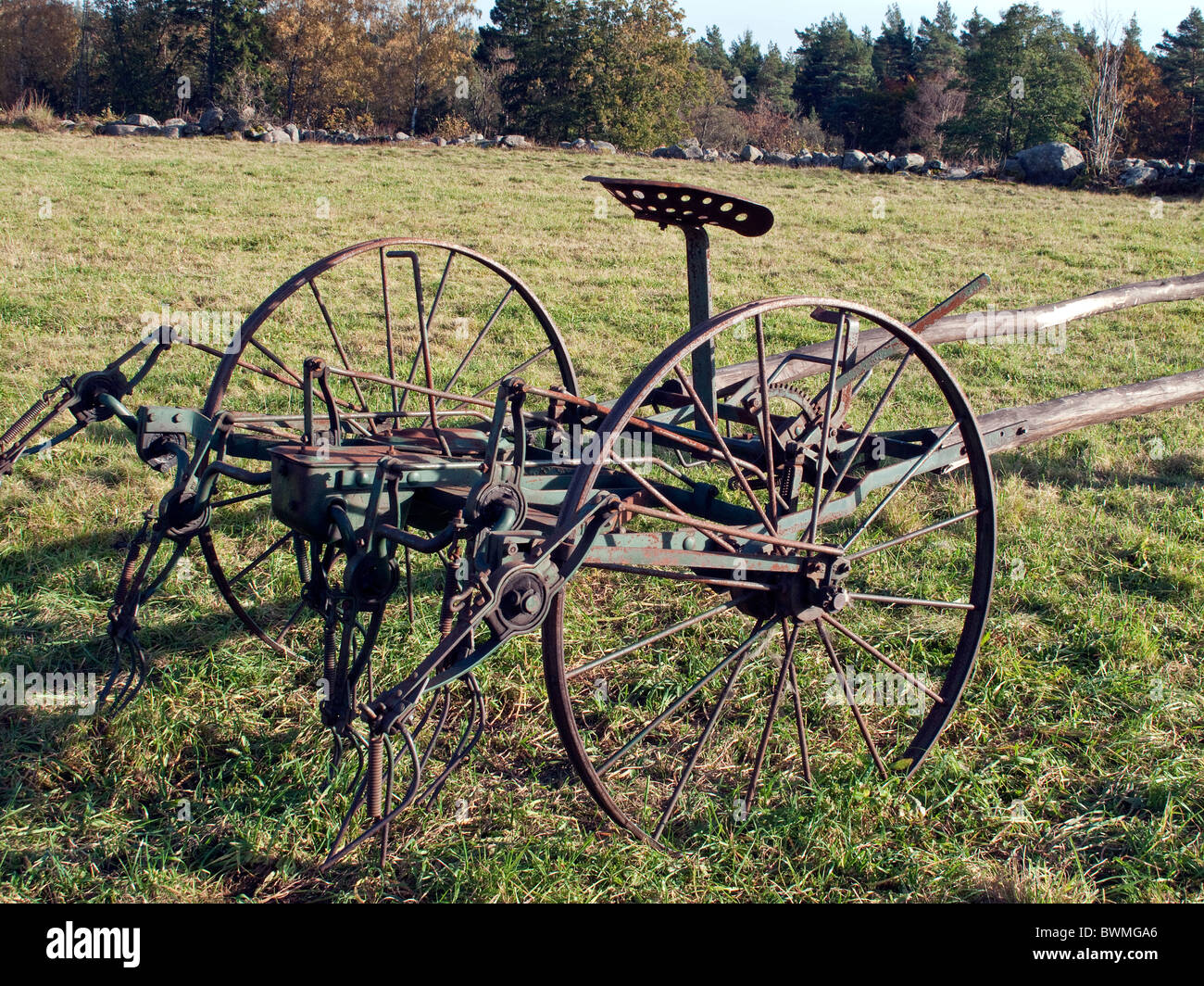 Horse drawn hay rake Stock Photo Alamy