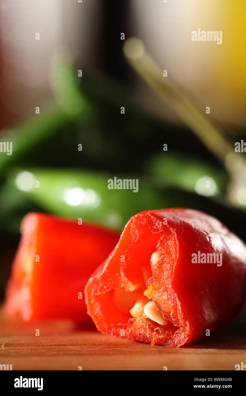 red and green chili peppers Stock Photo - Alamy