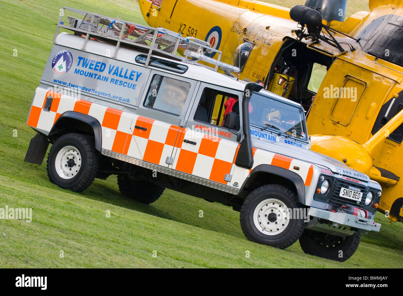 Tweed Valley Mountain Rescue with Off-road Ambulance Stock Photo