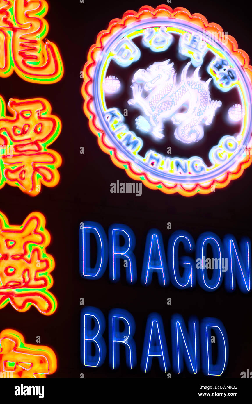 Singapore, neon signage, advertising Stock Photo Alamy