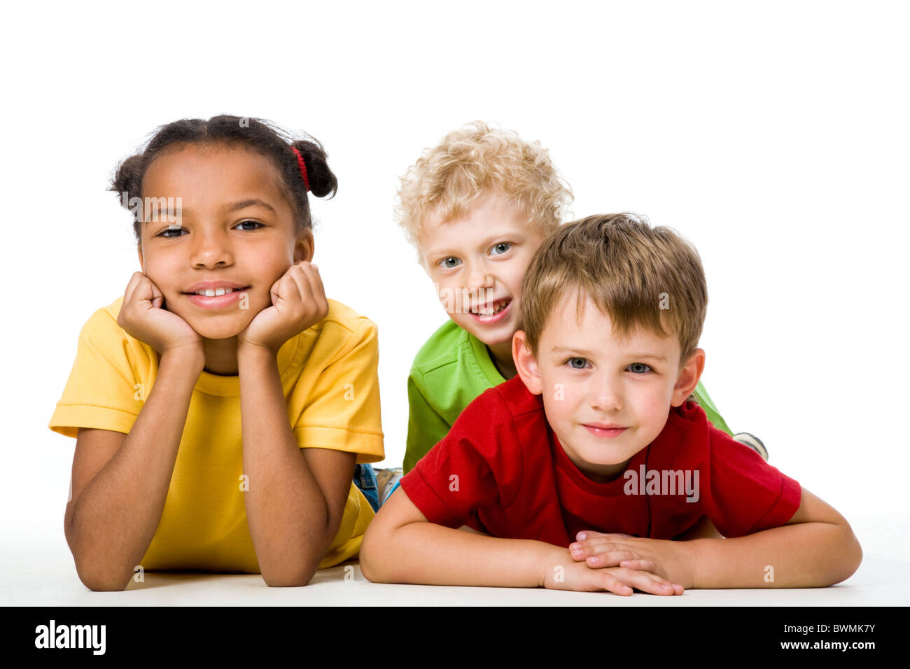 Portrait of free children looking at camera and lying Stock Photo