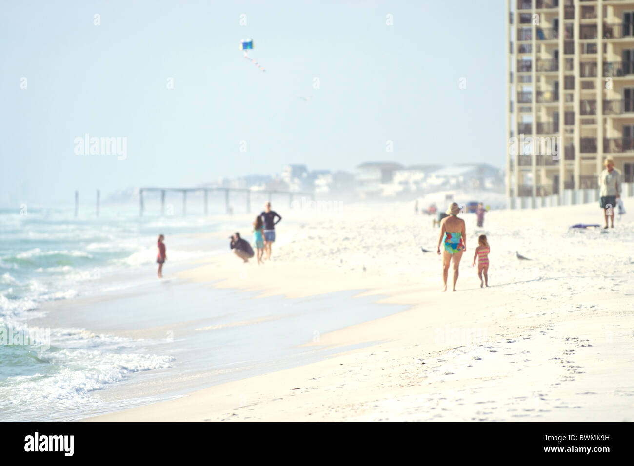 Iconic white sands and Carillon Beach, Florida beach front. Stock Photo