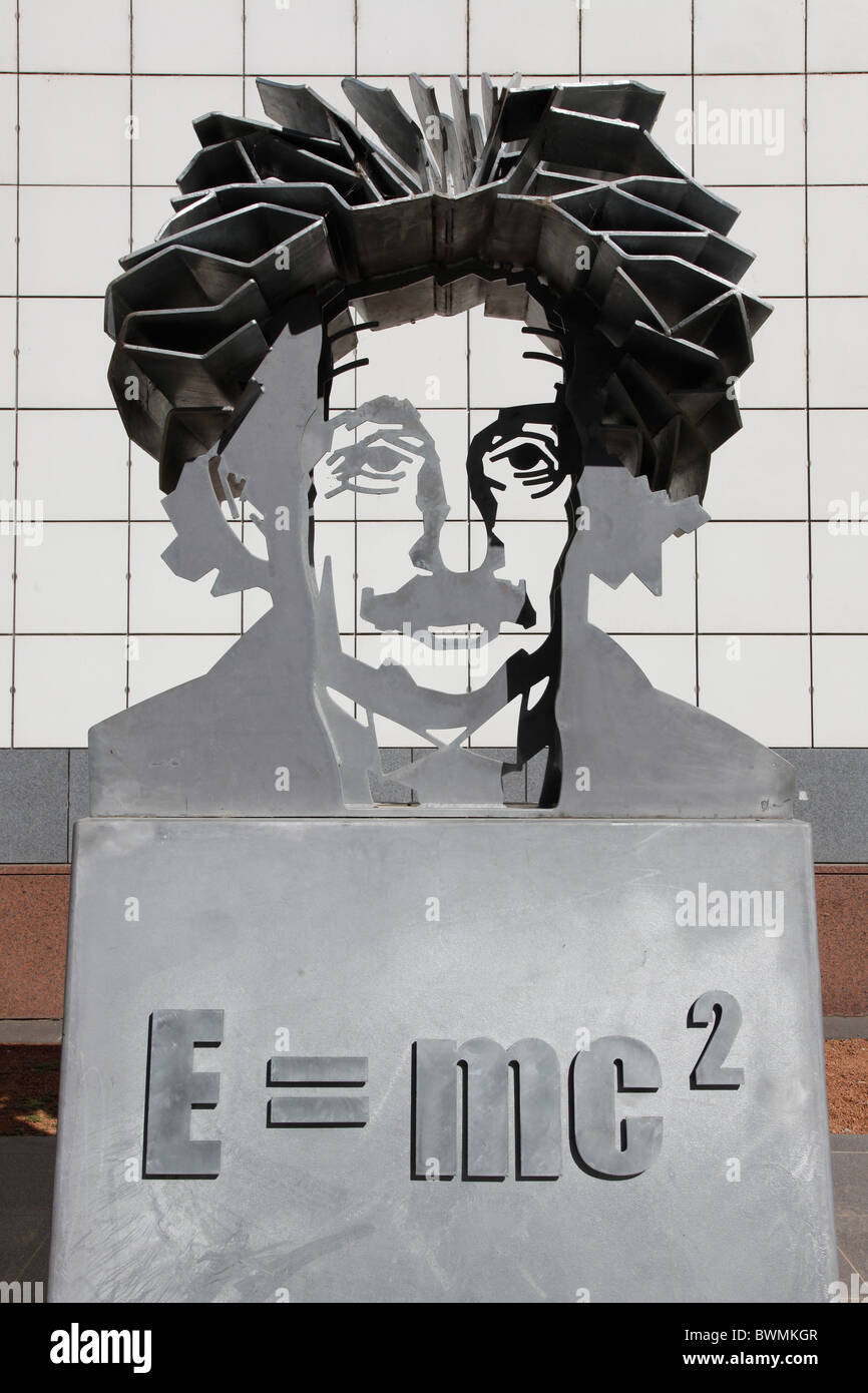 Questacon Einstein Sculpture E = mc2 equation,Canberra,ACT,Australia Stock Photo