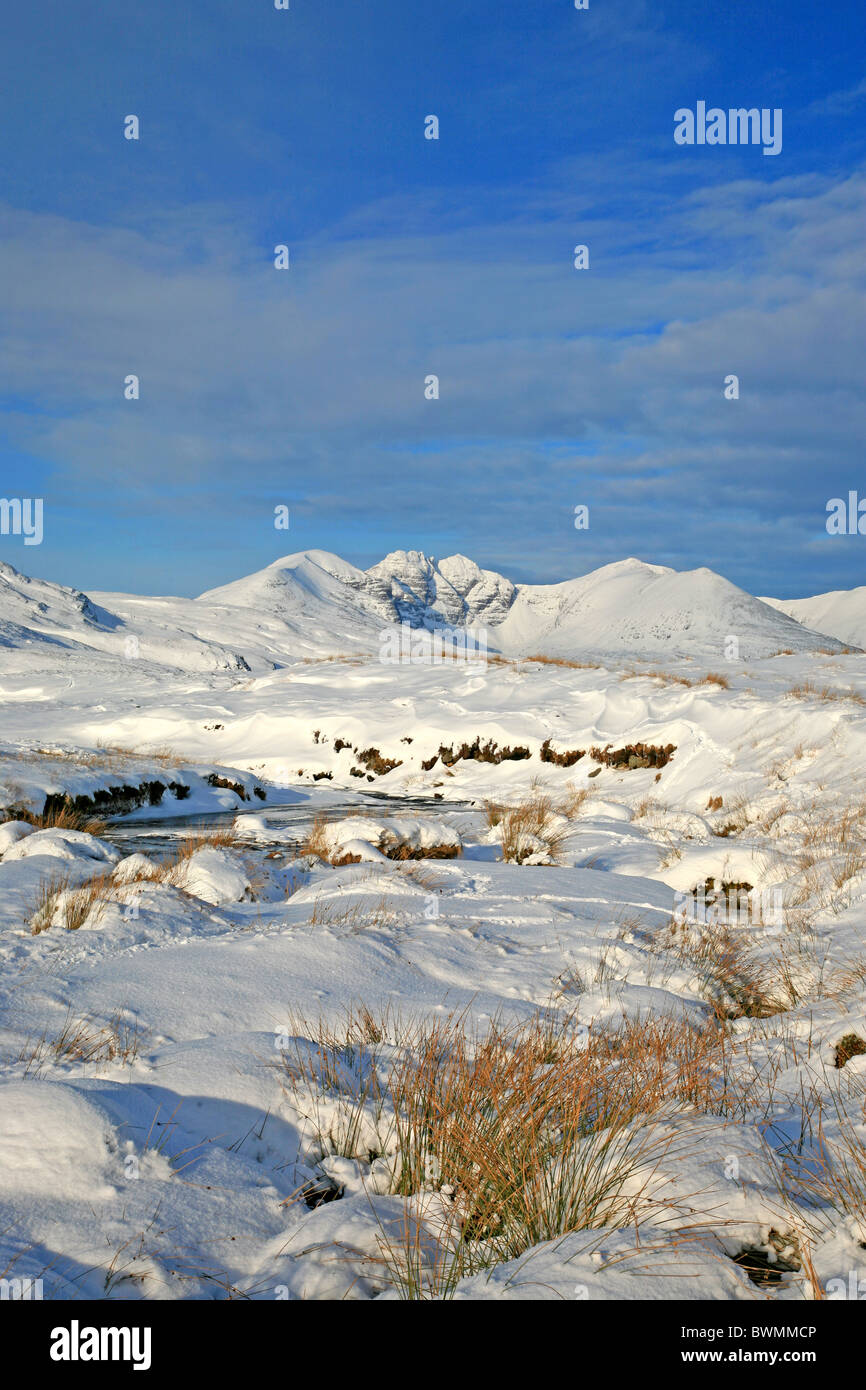 UK Scotland Highland Wester Ross-shire Winter and the mountain of An Teallach Stock Photo