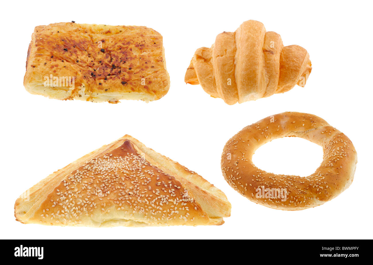 Isolated bakery products on white background Stock Photo - Alamy