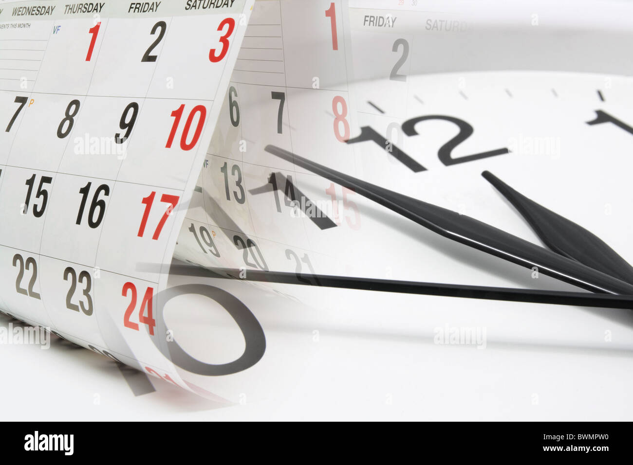Clock and Calendar Pages Stock Photo Alamy