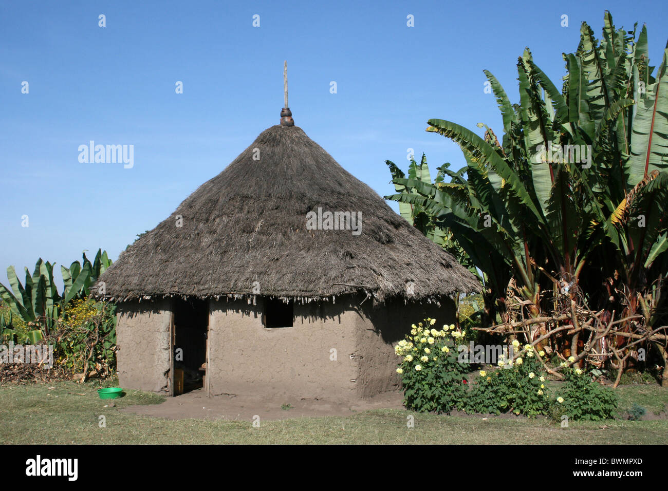 Ethiopian Thatched Mud House Stock Photo