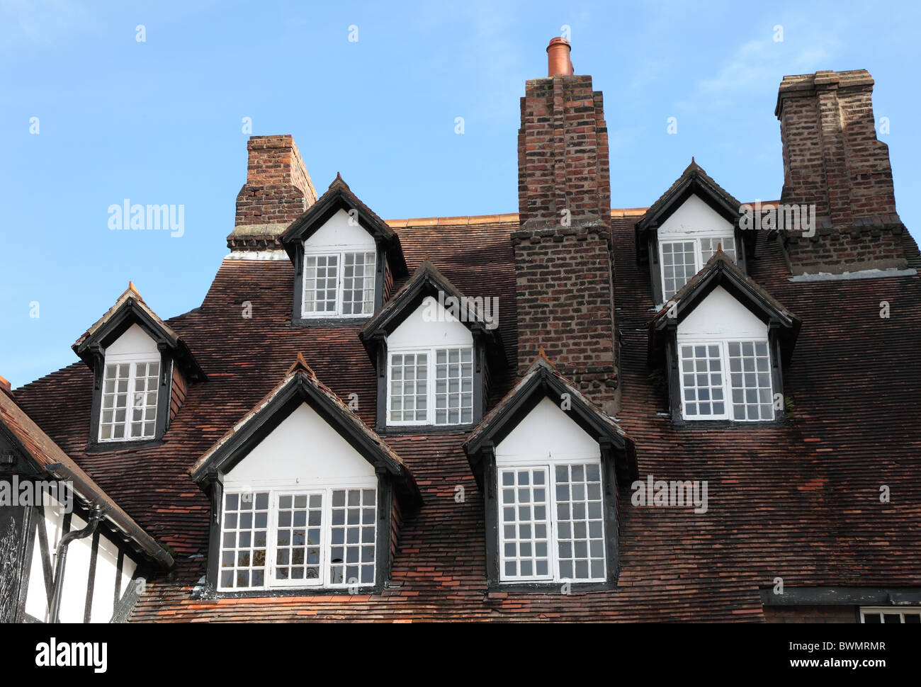 Detail of roof of Myddelton Arms Inn Public House St Peters Square Ruthin Denbighshire North Wales. Stock Photo