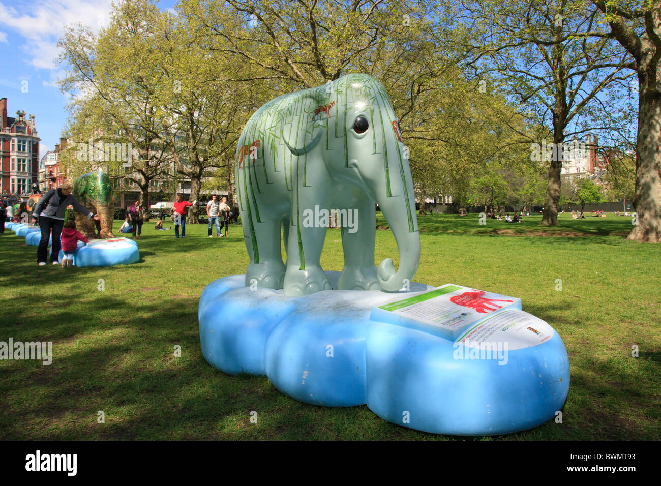 Harmony by Rebecca Campbell. This is part of London's Elephant Parade 2010. Stock Photo